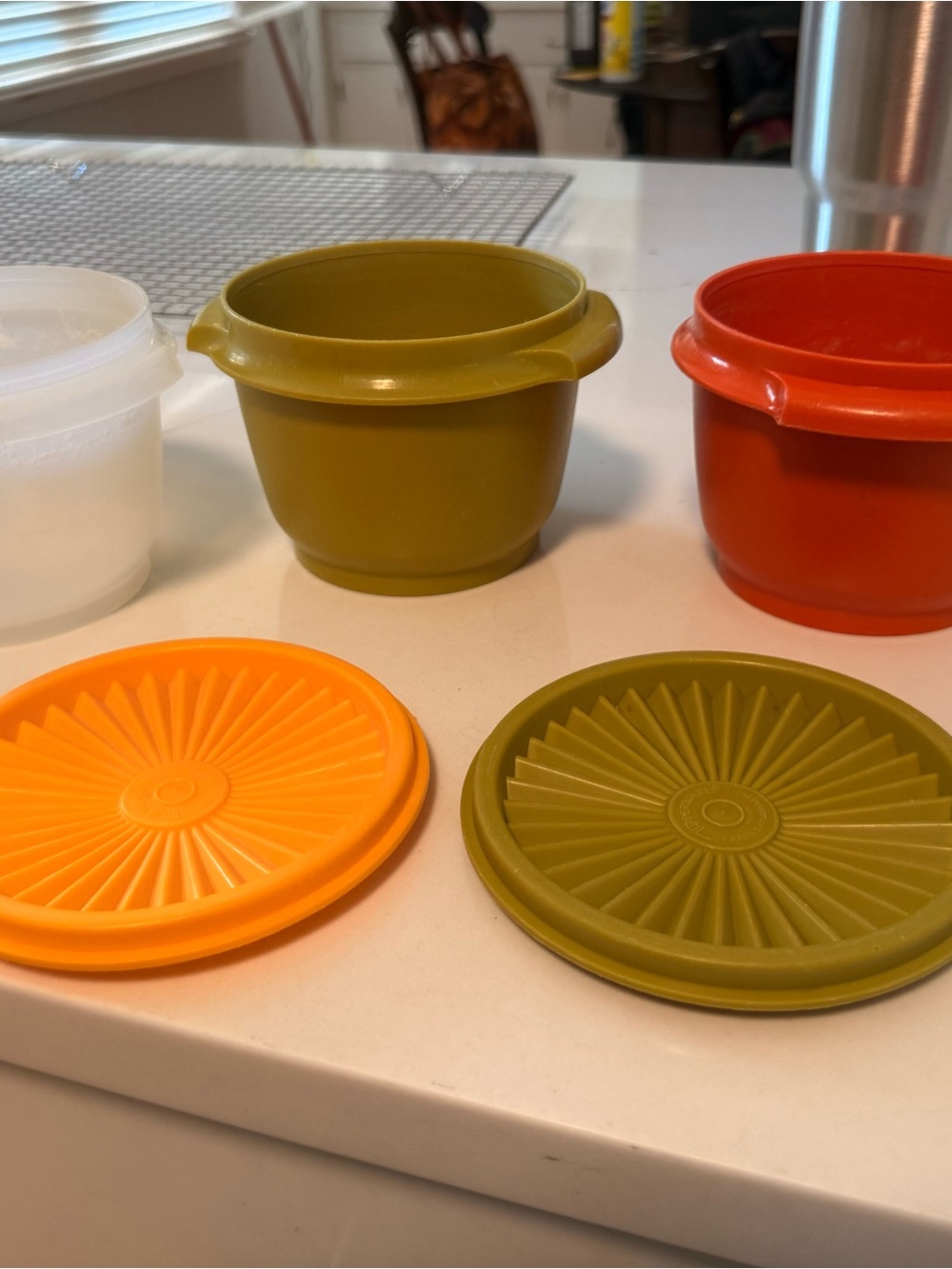 Vintage Tupperware with Lids - Orange, Olive, clear - Picture 3 of 11